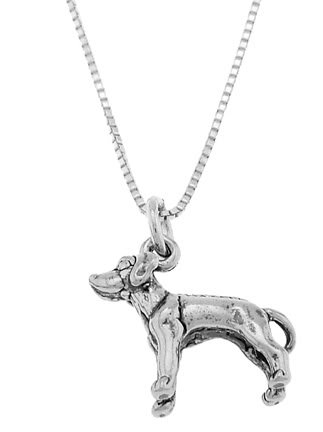 STERLING SILVER RHODESIAN RIDGEBACK DOG CHARM WITH 16 inch BOX CHIAN NECKLACE