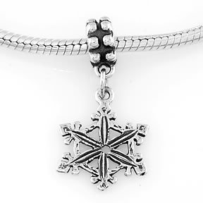 STERLING SILVER DANGLING SNOWFLAKE EUROPEAN BEAD