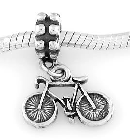 STERLING SILVER DANGLING BICYCLE EUROPEAN BEAD