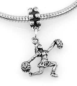 STERLING SILVER DANGLING CHEERLEADER EUROPEAN BEAD