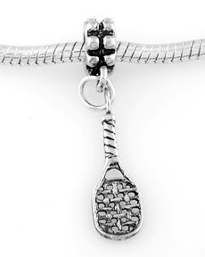 STERLING SILVER DANGLING RACKET BALL RACKET EUROPEAN BEAD