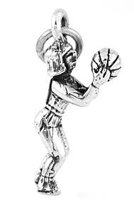 STERLING SILVER GIRL BASKETBALL PLAYER CHARM/PENDANT