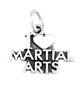 STERLING SILVER I LOVE MARTIAL ARTS CHARM/PENDANT