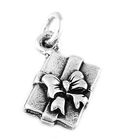 STERLING SILVER PRESENT GIFT BOX WITH BOW CHARM / PENDANT