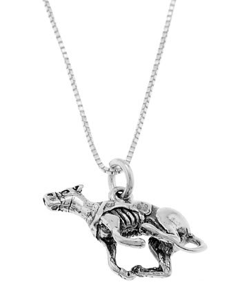 STERLING SILVER RACING RUNNING STYLE GREYHOUND DOG CHARM WITH 18 inch BOX CHIAN NECKLACE