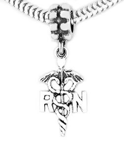 STERLING SILVER DANGLING RN REGISTERED NURSE EUROPEAN BEAD