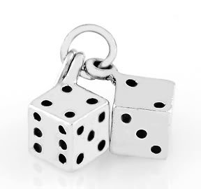 STERLING SILVER PAIR OF PLAYERS DICE CHARM/PENDANT