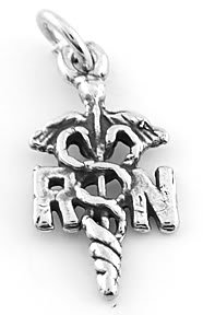 STERLING SILVER RN REGISTERED NURSE CHARM/PENDANT