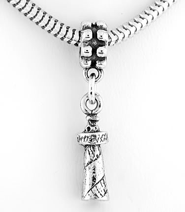 STERLING SILVER DANGLING LIGHTHOUSE EUROPEAN BEAD