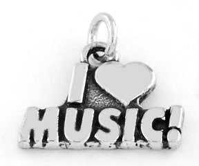 STERLING SILVER I LOVE MUSIC CHARM/PENDANT