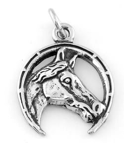 STERLING SILVER HORSESHOE & HORSE CHARM/PENDANT