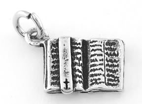 STERLING SILVER OPEN BIBLE CHARM/PENDANT
