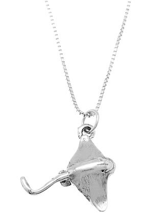 STERLING SILVER STINGRAY CHARM WITH 18 inch BOX CHAIN NECKLACE