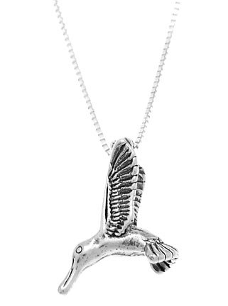 STERLING SILVER HUMMINGBIRD CHARM WITH 16 inch BOX CHAIN NECKLACE