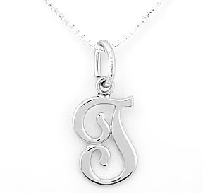 STERLING SILVER INITIAL T & 16" SILVER BOX CHAIN