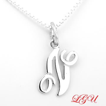 STERLING SILVER INITIAL N FREE 16" Box Chain