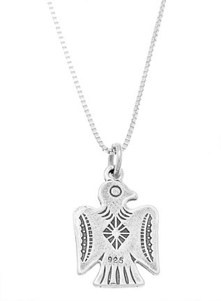 STERLING SILVER SOUTHWEST MOTIF THUNDERBIRD CHARM WITH 16 inch BOX CHAIN NECKLACE