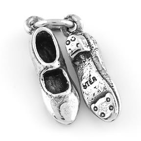 STERLING SILVER CLOGGING TAPPING SHOES CHARM/PENDANT