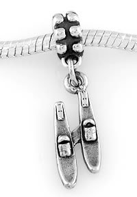 STERLING SILVER DANGLE WATER /SNOW SKI EUROPEAN BEAD