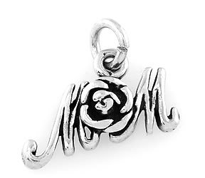 STERLING SILVER 925 MOM w/ ROSE CHARM/PENDANT