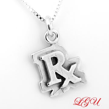 STERLING SILVER RX PHARMACIST CHARM with 16 inch NECKLACE