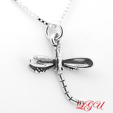 STERLING SILVER DRAGONFLY 3D CHARM and 16 inch box Chain