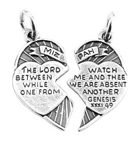 STERLING SILVER HEART CHRISTIAN MIZPAH CHARM/PENDANT