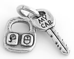 STERLING SILVER CAR KEY WITH REMOTE CONTROL CHARM/PENDANT