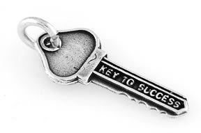 STERLING SILVER KEY TO SUCCESS KEY CHARM/PENDANT