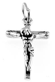 STERLING SILVER CRUCIFIX / JESUS ON THE CROSS CHARM/PENDANT