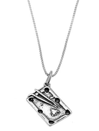 STERLING SILVER POOL / BILLIARD TABLE CHARM WITH 16 inch BOX CHAIN NECKLACE