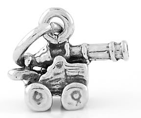 STERLING SILVER SMALL CANNON CHARM/PENDANT