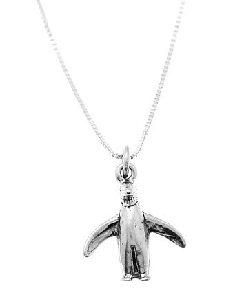 STERLING SILVER PENGUIN CHARM WITH 16 inch BOX CHAIN NECKLACE