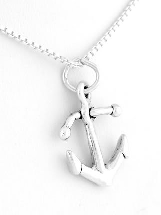 STERLING SILVER FAITH ANCHOR CHARM W/ 16" BOX CHAIN