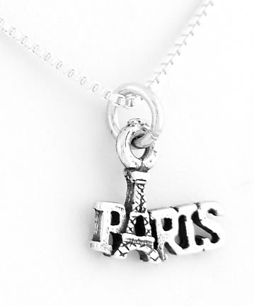 STERLING SILVER PARIS EIFFEL TOWER CHARM W/ 16" BOX CHAIN