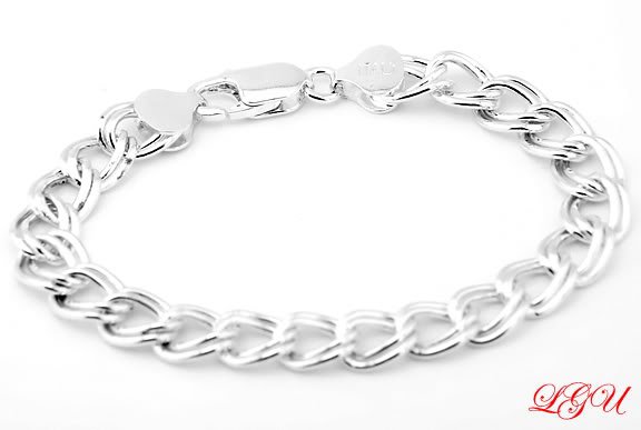 STERLING SILVER ITALIAN CHARM BRACELET 8MM 8 INCHES