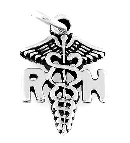 STERLING SILVER RN REGISTERED NURSE CADUCEUS CHARM