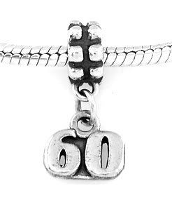 STERLING SILVER DANGLING NUMBER 60 EUROPEAN BEAD