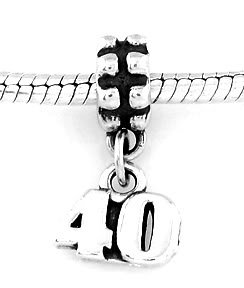STERLING SILVER DANGLING NUMBER 40 EUROPEAN BEAD