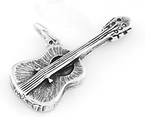 STERLING SILVER ACOUSTIC GUITAR CHARM/PENDANT