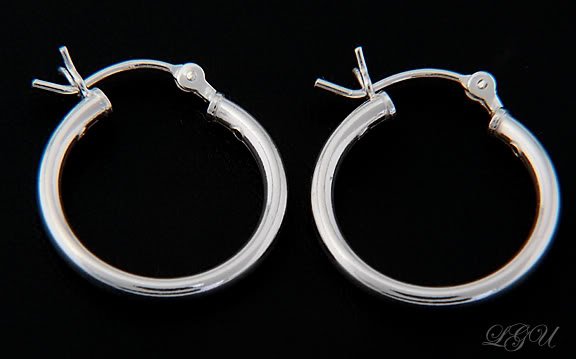 STERLING SILVER POLISHED PLAIN HOOP EARRINGS 22 mm X 2 mm