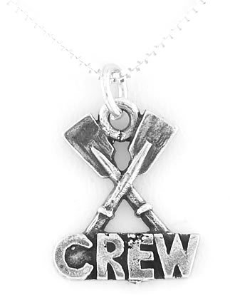SILVER 2 PADDLES/ ROWING CREW CHARM W/ 16" BOX CHAIN