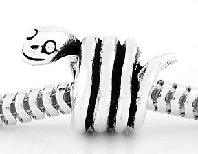STERLING SILVER 3D SMILING SNAKE EUROPEAN BEAD