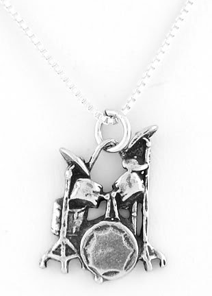 STERLING SILVER DRUM SET CHARM W/ 16" BOX CHAIN