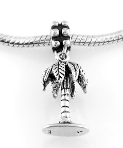 STERLING SILVER DANGLING 3D PALM TREE EUROPEAN BEAD