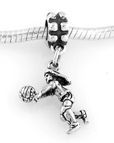 STERLING SILVER DANGLE VOLLEYBALL GIRL EUROPEAN BEAD