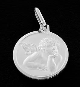 STERLING SILVER CHERUB ANGEL 8MM CHARM & 18" BOX CHAIN
