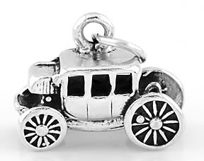 STERLING SILVER 3D STAGECOACH CHARM/ PENDANT