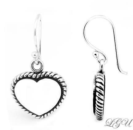 STERLING SILVER HEART DANGLE EARRINGS