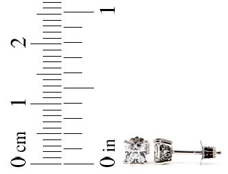 STERLING SILVER CZ PRINCESS FILIGRI STUD EARRINGS 4mm
